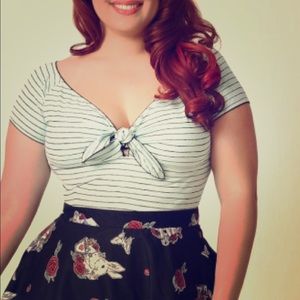 Hell Bunny Unique Vintage mint Bardot top retro